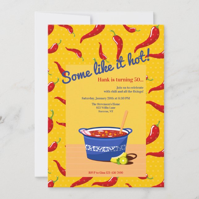 Some Like It Hot Chilli Invitation (Front)