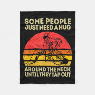Some People Need A Hug Vintage BJJ Brazilian Jiu Fleece Blanket