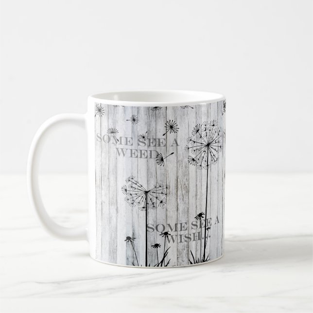 Some see a weed. Some see a wish. Dandelions Coffee Mug (Left)