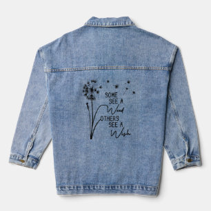 Some See A Wind SomeSee a Wish Black Dandelion Denim Jacket