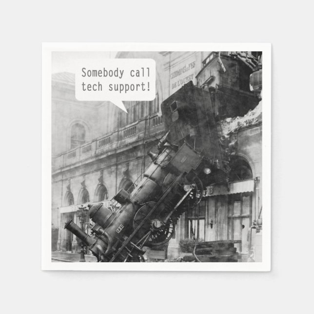 Somebody Call Tech Support Train Wreck Napkin (Front)