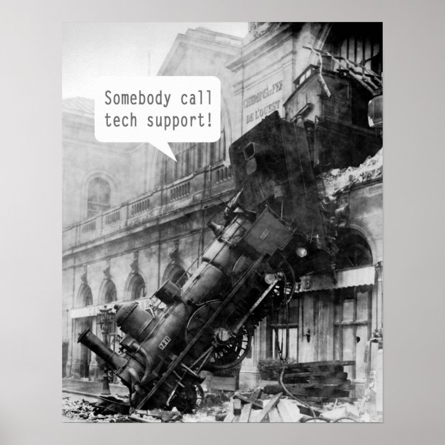 Somebody Call Tech Support Train Wreck Poster (Front)