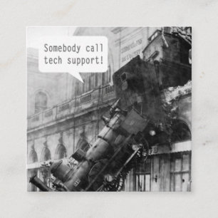 Somebody Call Tech Support Train Wreck Square Business Card