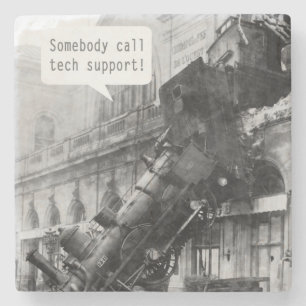 Somebody Call Tech Support Train Wreck Stone Coaster