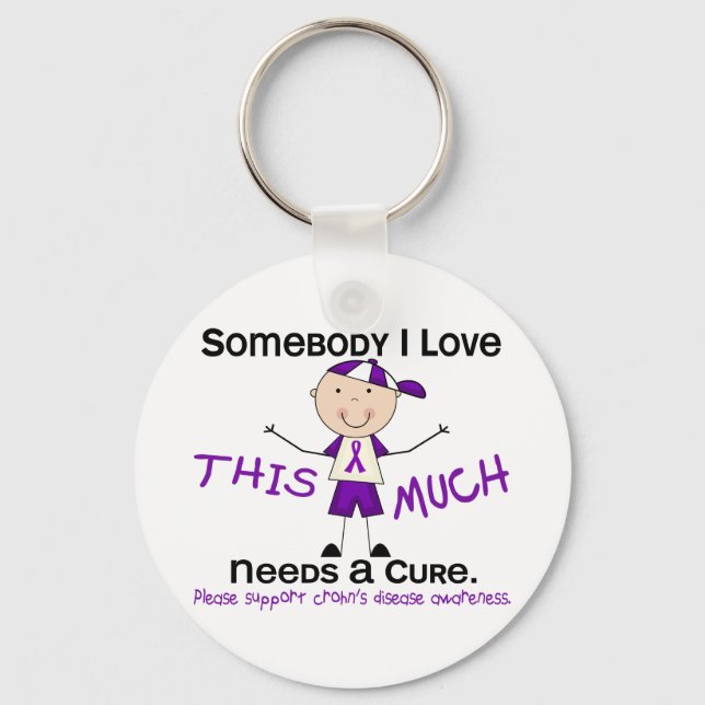 Somebody I Love - Crohns Disease (Boy) Key Ring (Front)