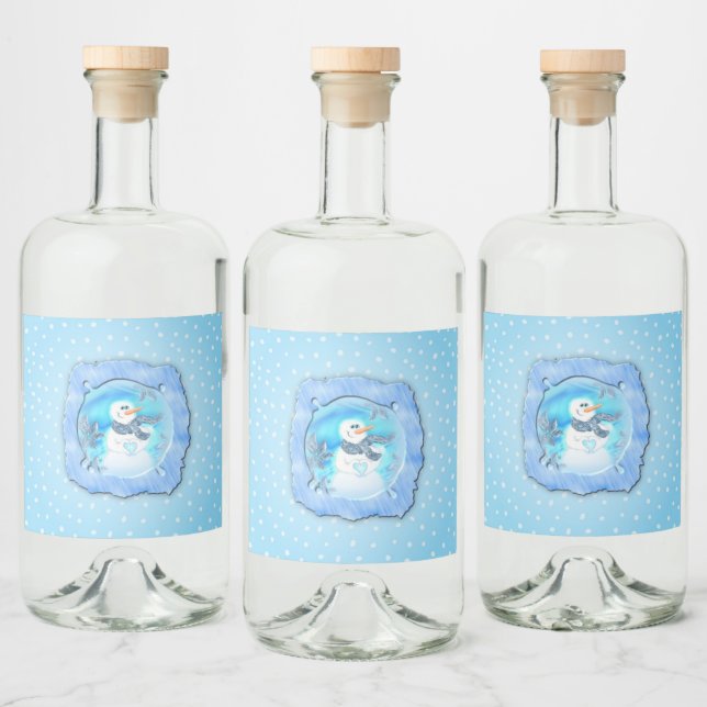 Somebody Loves You Emotional Snowman Liquor Bottle Label (Bottles)