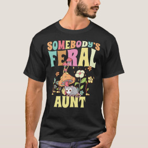 Somebody's Feral Aunt Opossum Wild Auntie Groovy M T-Shirt