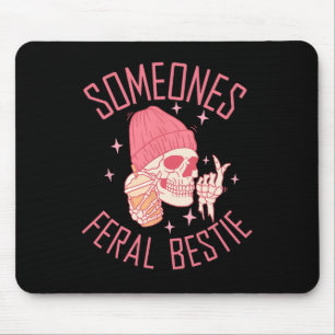 Somebody's Feral Bestie Halloween Skeleton Mouse Mat