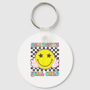 Somebody's Feral Child Toddler Girl And Boy Funny Key Ring