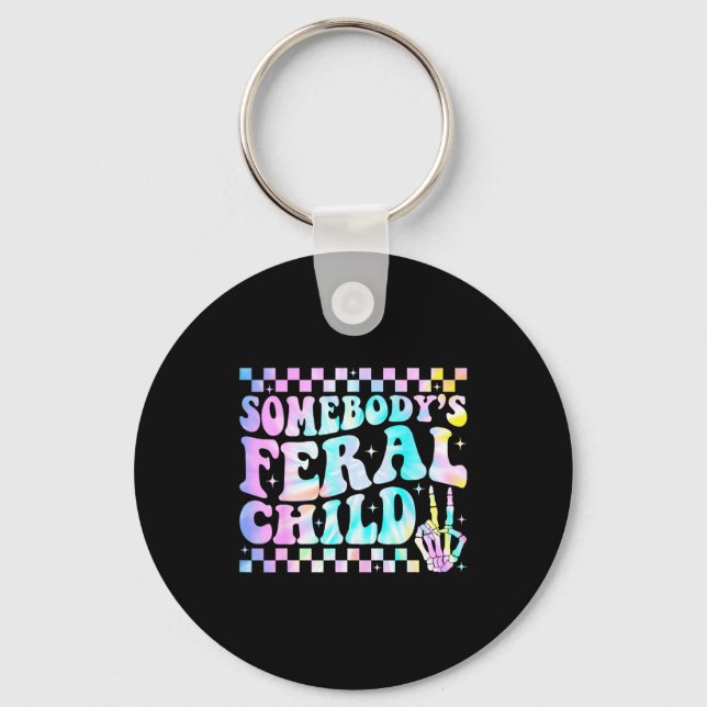 Somebody's Feral Child Toddler Girl And Boy Funny  Key Ring (Front)