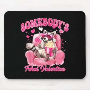Somebody's Feral Valentine Cute Raccoon Xoxo Valen Mouse Mat