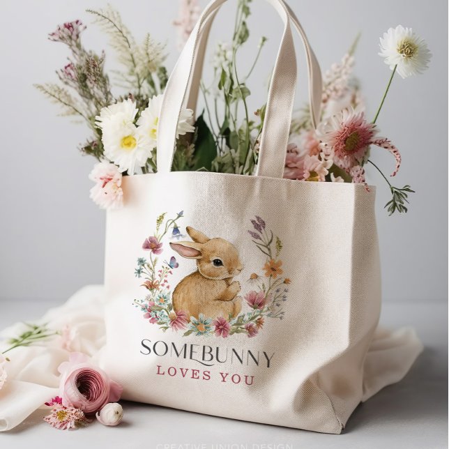 Somebunny Baby Shower Wildflower Grocery Tote Bag (Creator Uploaded)