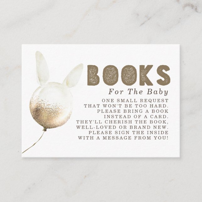 Somebunny Balloon Gold Brown Books Request Enclosure Card (Front)