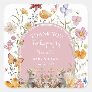 SomeBunny Easter Wildflower Baby Shower Thank You Square Sticker