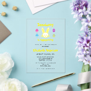 Somebunny Is Eggspecting Easter Baby Shower Acrylic Invitations