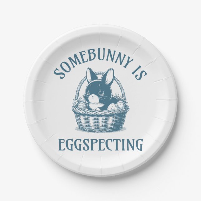 Somebunny Is Eggspecting Pregnancy Announcement  Paper Plate (Front)