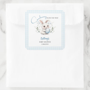 Somebunny is on the Way Boy Easter Baby Shower  Square Sticker