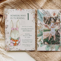 Somebunny is Turning One 1st Birthday Invitation