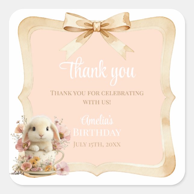 Somebunny is Turning One Favor Stickers (Front)