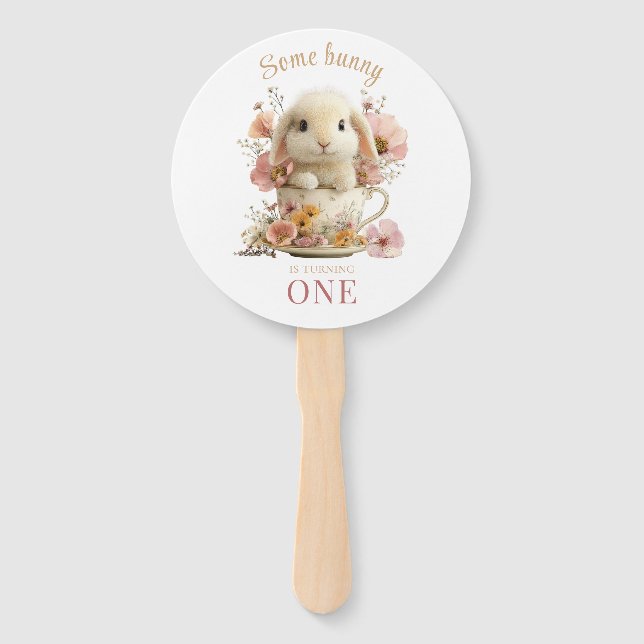 Somebunny is Turning One Handheld Party Fans (Front)