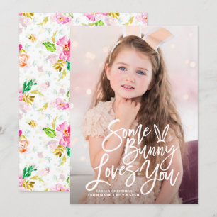 Somebunny Love You Lettering Photo Happy Easter Holiday Card