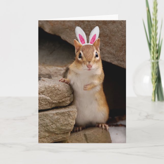 Somebunny Loves You Chipmunk Holiday Card (Front)