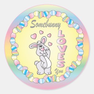 Somebunny 🐰 Loves You - Easter Classic Round Sticker