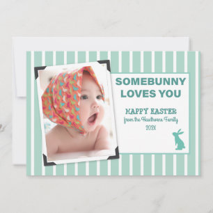 "Somebunny loves you" Easter fun chic custom Photo Holiday Card