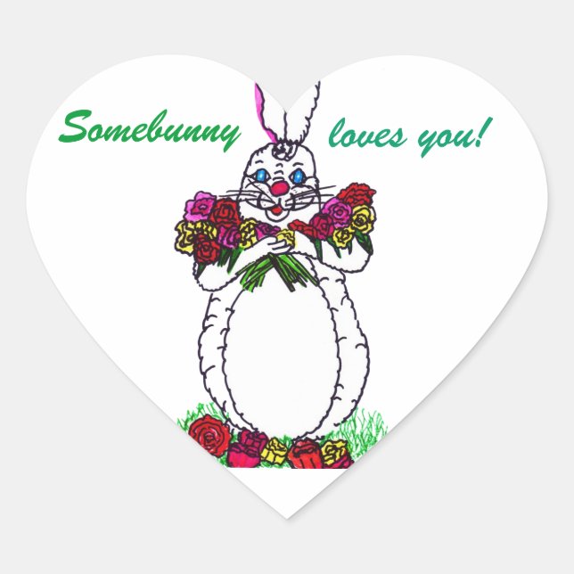 SOMEBUNNY LOVES YOU heart stickers (Front)
