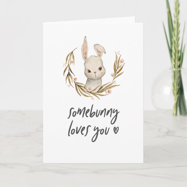 Somebunny Loves You Sweet Rabbit Valentines Card (Front)