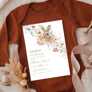 Somebunny on the way Easter Wildflower baby Shower Invitation