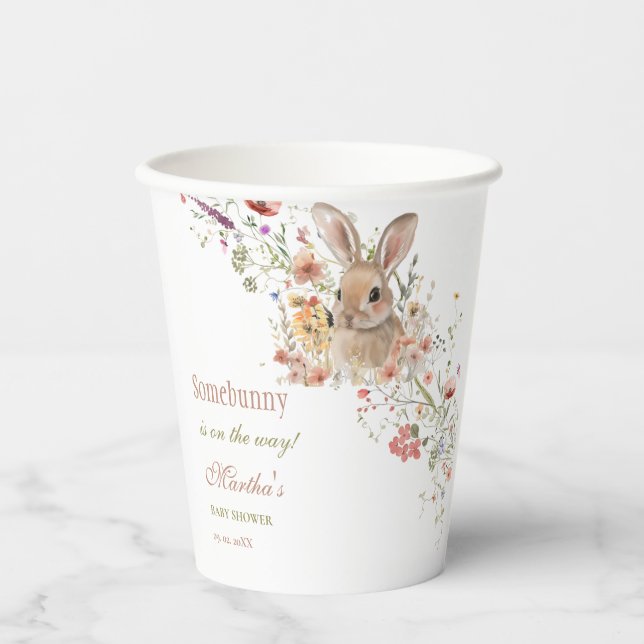 Somebunny on the way Easter Wildflower baby Shower Paper Cups (Front)