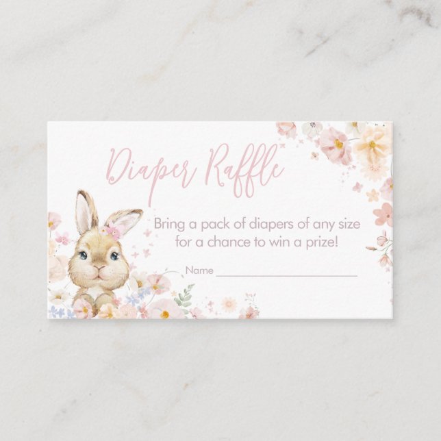 Somebunny Rabbit Baby Shower Diaper Raffle Enclosure Card (Front)