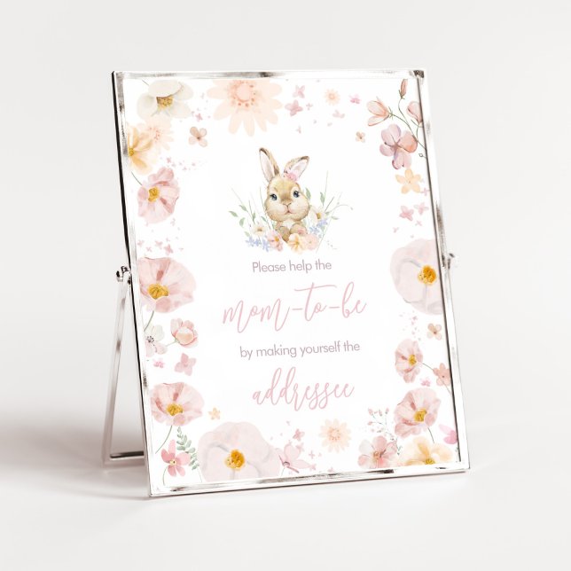 Somebunny Rabbit Baby Shower Envelope Station Poster (Rabbit Somebunny Baby Shower Envelope Station Sign)
