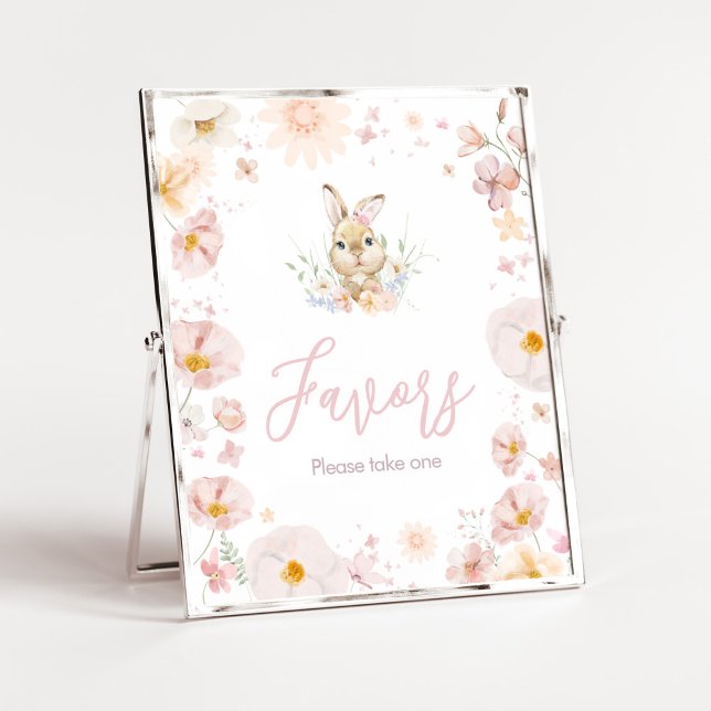 Somebunny Rabbit Baby Shower Favours Poster (Rabbit Somebunny Baby Shower Favors Sign)