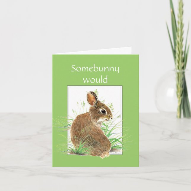 Somebunny says Thanks Fun and Humour Cute Bunny Thank You Card (Front)