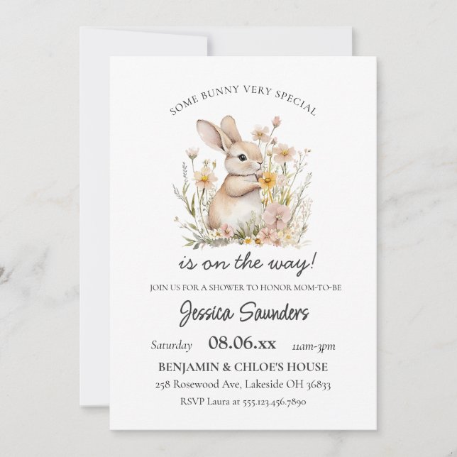 Somebunny Special Wildflowers Spring Baby Shower Invitation (Front)
