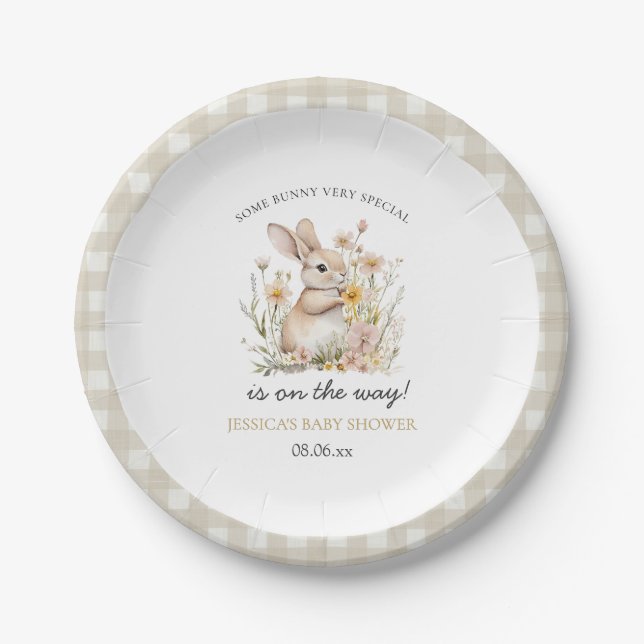 Somebunny Special Wildflowers Spring Baby Shower  Paper Plate (Front)