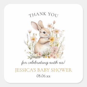 Somebunny Special Wildflowers Spring Baby Shower Square Sticker