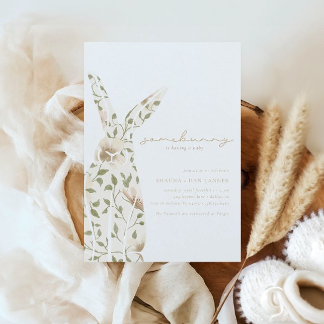 Somebunny Spring Easter Floral Baby Shower Invitation (Creator Uploaded)