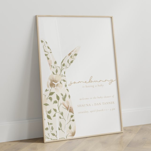 Somebunny Spring Easter Floral Baby Shower Poster (Creator Uploaded)