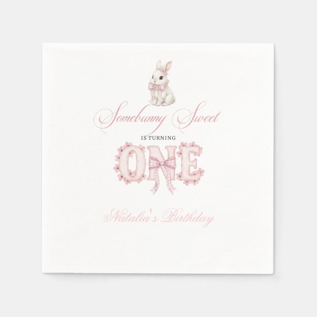 Somebunny Sweet 1st Birthday Spring Floral Invitat Napkin (Front)