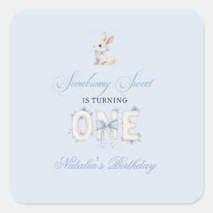 Somebunny Sweet 1st Birthday Spring Floral Invitat Square Sticker