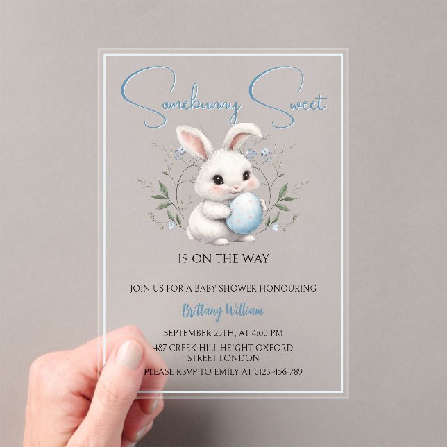 Somebunny Sweet is on the Way Easter Baby Shower  Acrylic Invitations (Insitu (Handheld))
