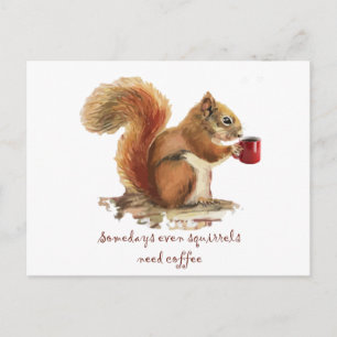 Somedays Even Squirrels Need Coffee Fun Quote Postcard