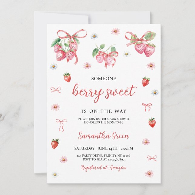 Someone Berry Sweet Baby Shower Invitation (Front)