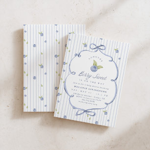 Someone Berry Sweet Blue Baby Shower Invitation