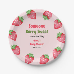 Someone Berry Sweet Pink Strawberry Baby Shower Paper Plate
