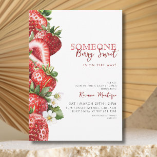 Someone Berry Sweet Soft Strawberry Baby Shower Invitation