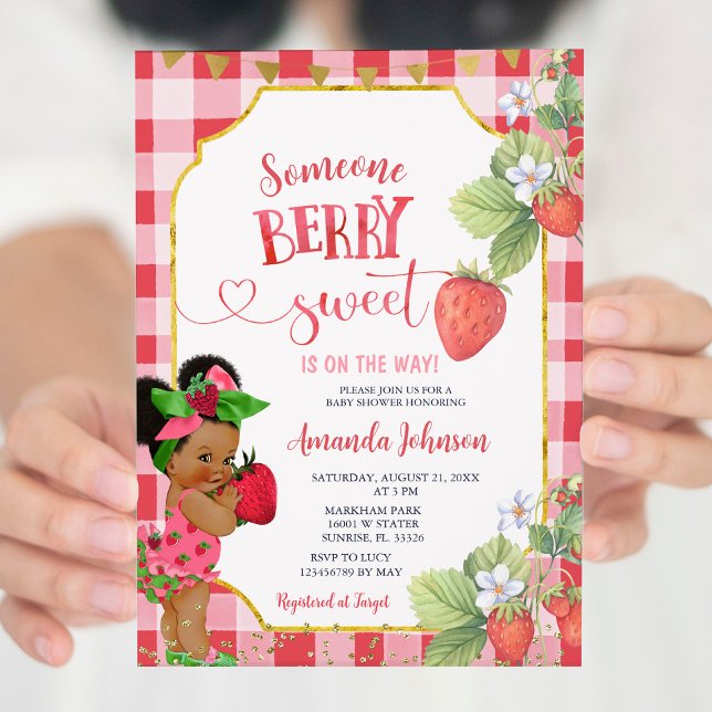 Someone Berry Sweet Strawberry Girl Baby Shower Invitation (Creator Uploaded)